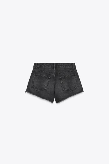 MID-WAIST TRF MINI DENIM SHORTS - Black by Zara