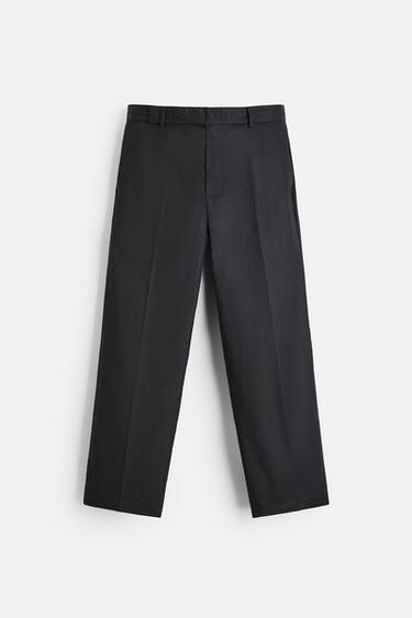 WAXED CHINO TROUSERS - Black by Zara