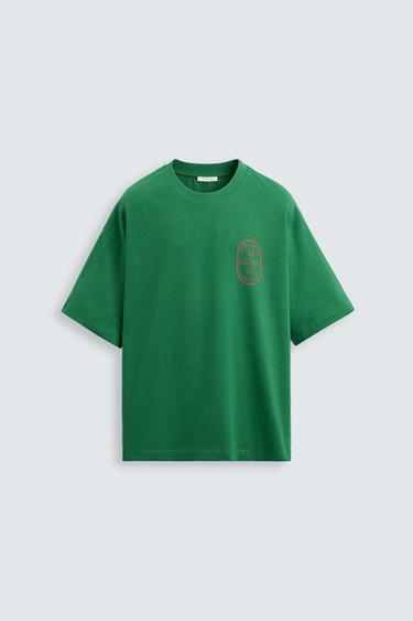 CAMISETA TEXTO ESTAMPADO - Verde de Zara