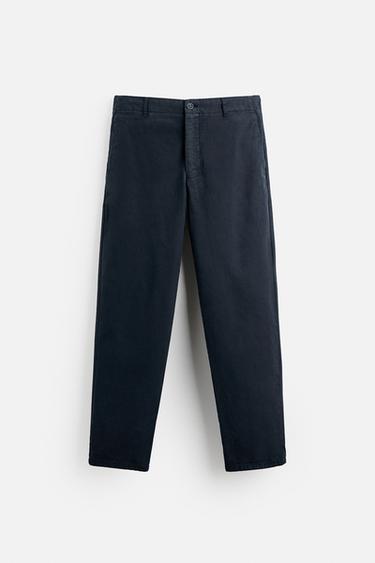 REGULAR FIT CHINO TROUSERS - Navy blue by Zara