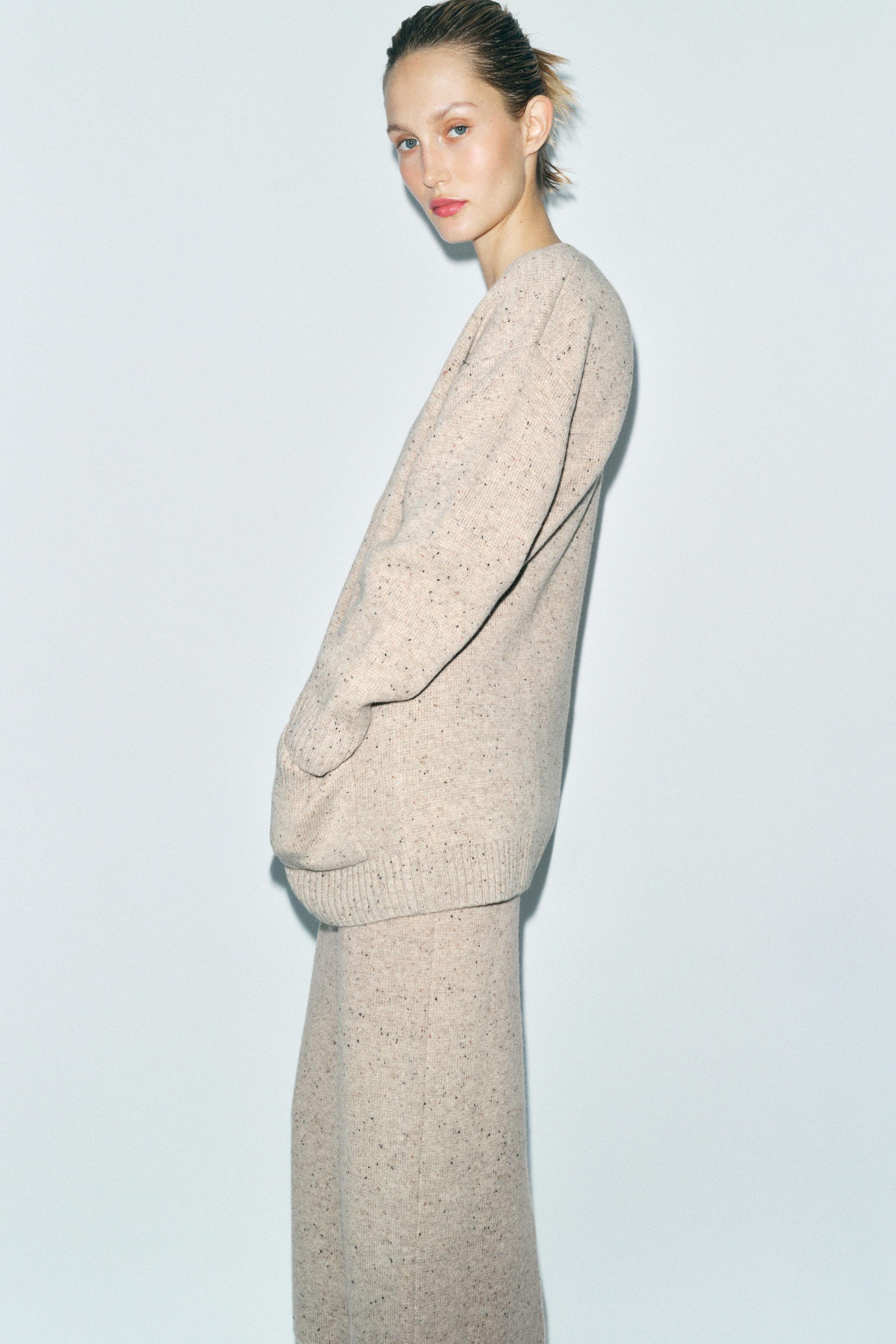 ウール100% オーバーサイズカーディガン - ベージュ | ZARA