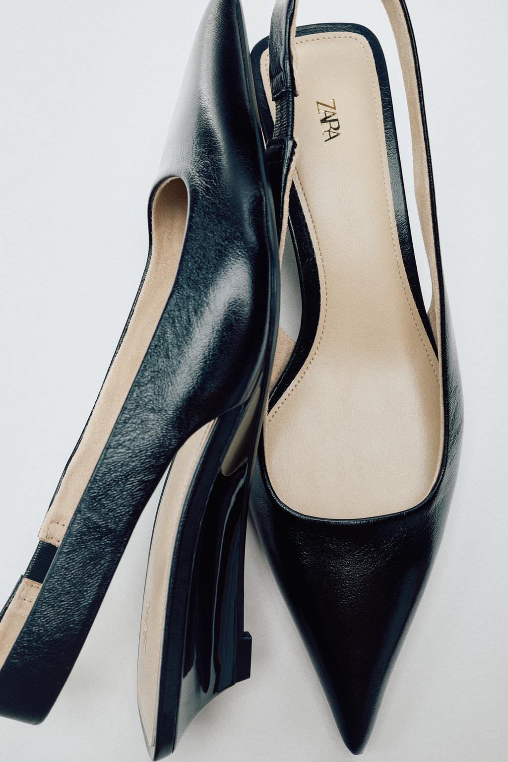 LEATHER SLINGBACK MINI WEDGE SHOES