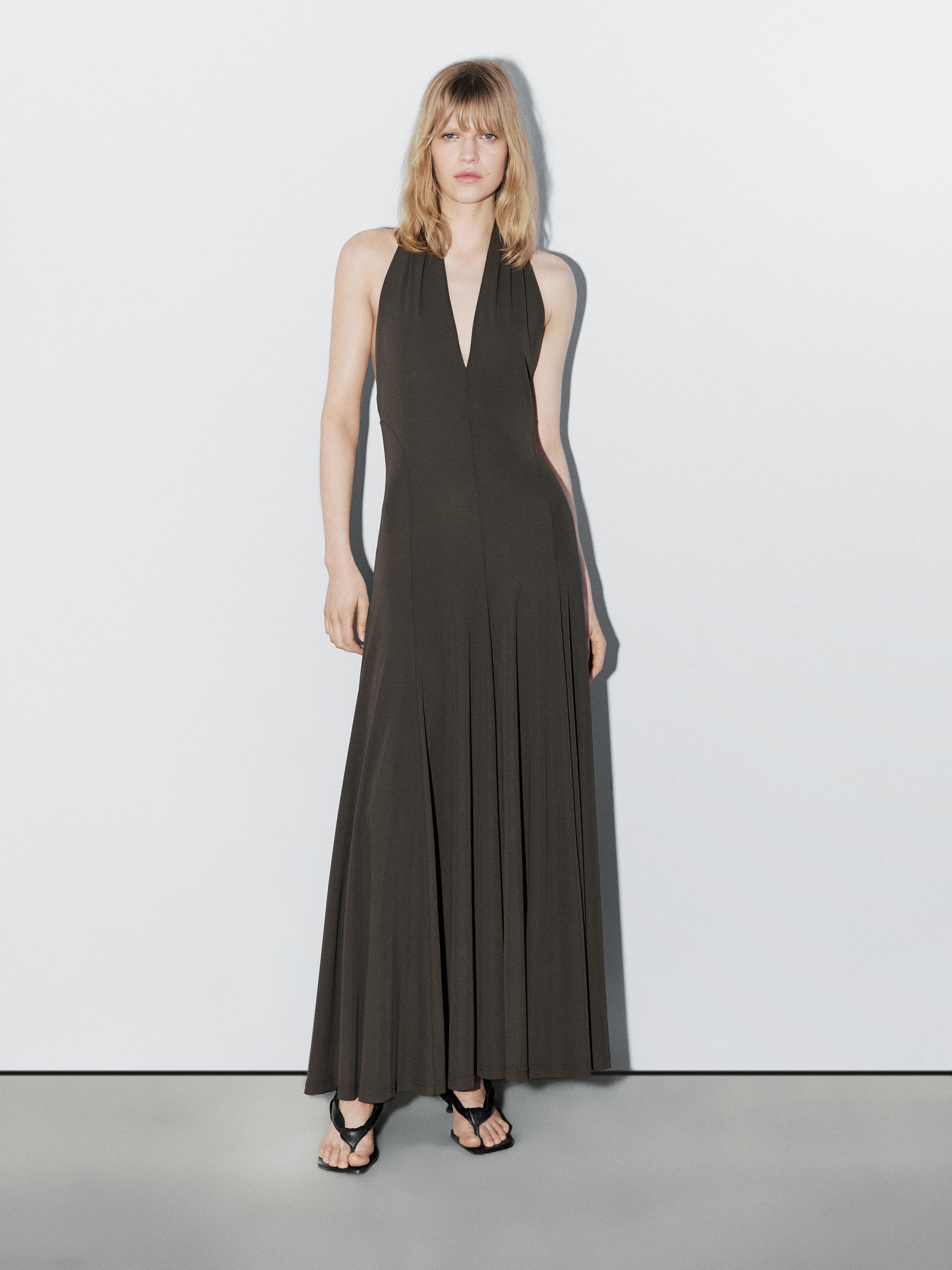 Robe longue fluide à encolure américaine - STUDIO