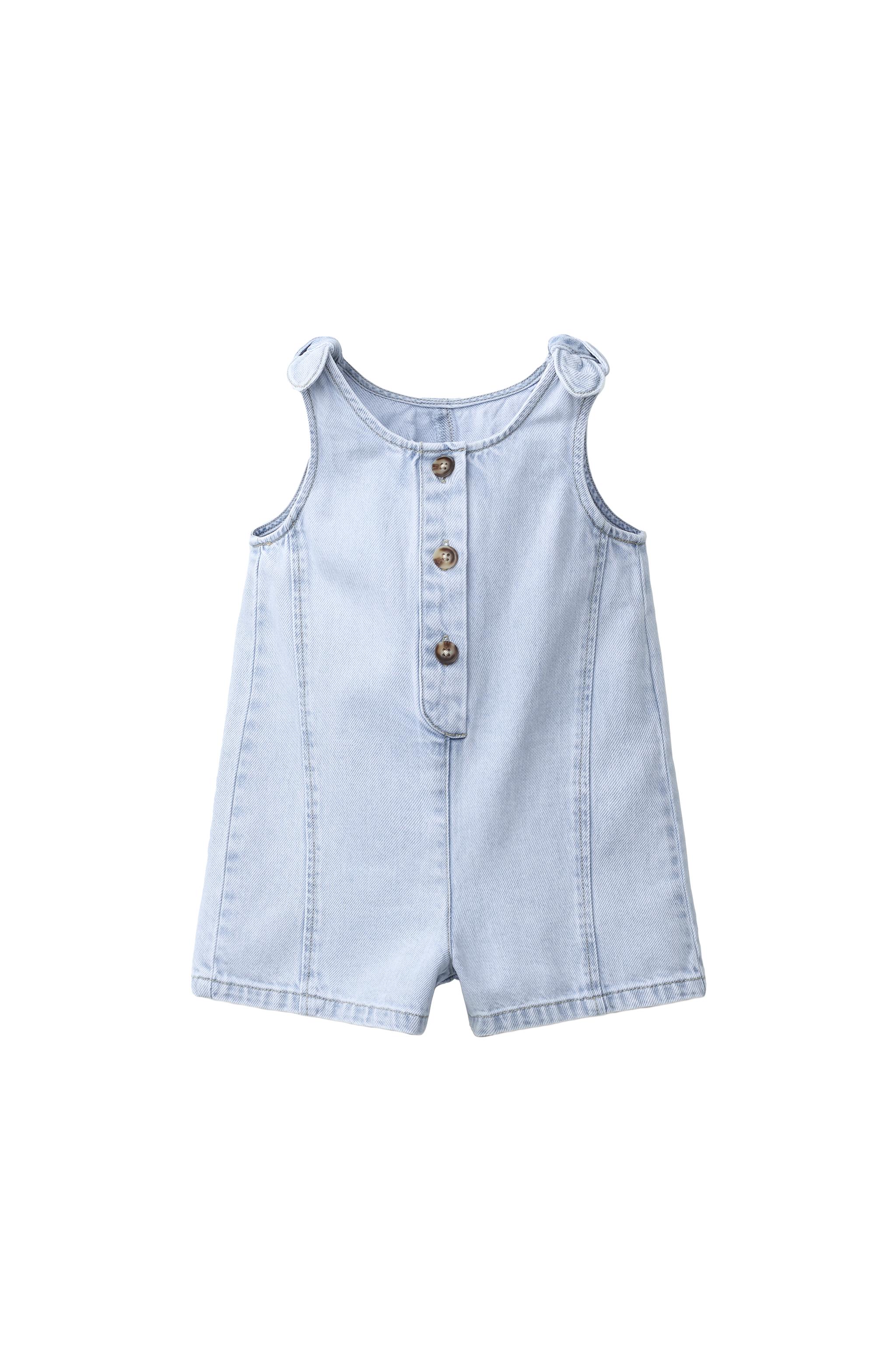 リボンデニムショートオーバーオール - ブルー | ZARA Japan / 日本
