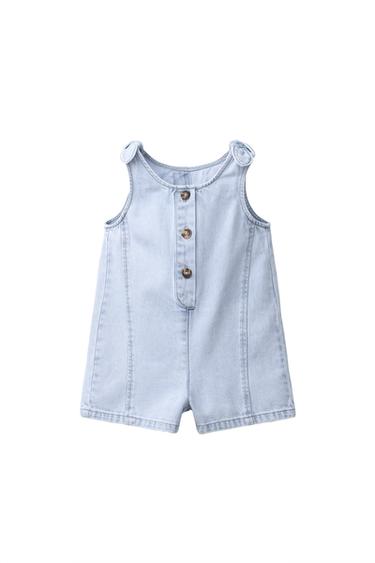 PETO DENIM CORTO LAZOS - Azul de Zara