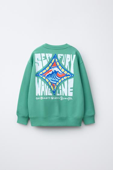 SWEAT IMPRIMÉ SURF - Vert de Zara - Image 1