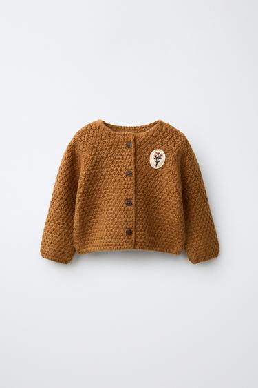 CARDIGAN WITH PATCH AND WOOL — Rust 1