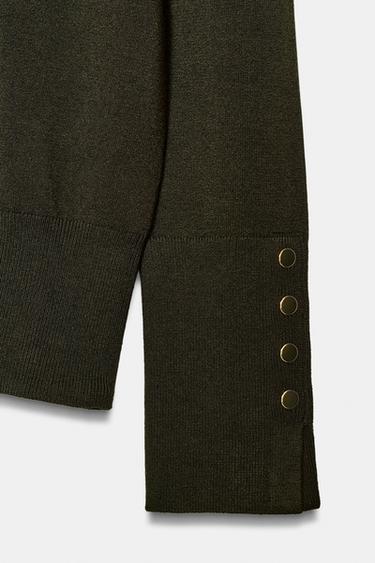 PULL EN MAILLE LISSE BASIQUE - Kaki foncé de Zara - Image 6