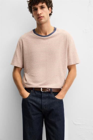 CEINTURE EN CUIR EFFET FROISSÉ - Marron de Zara - Image 1