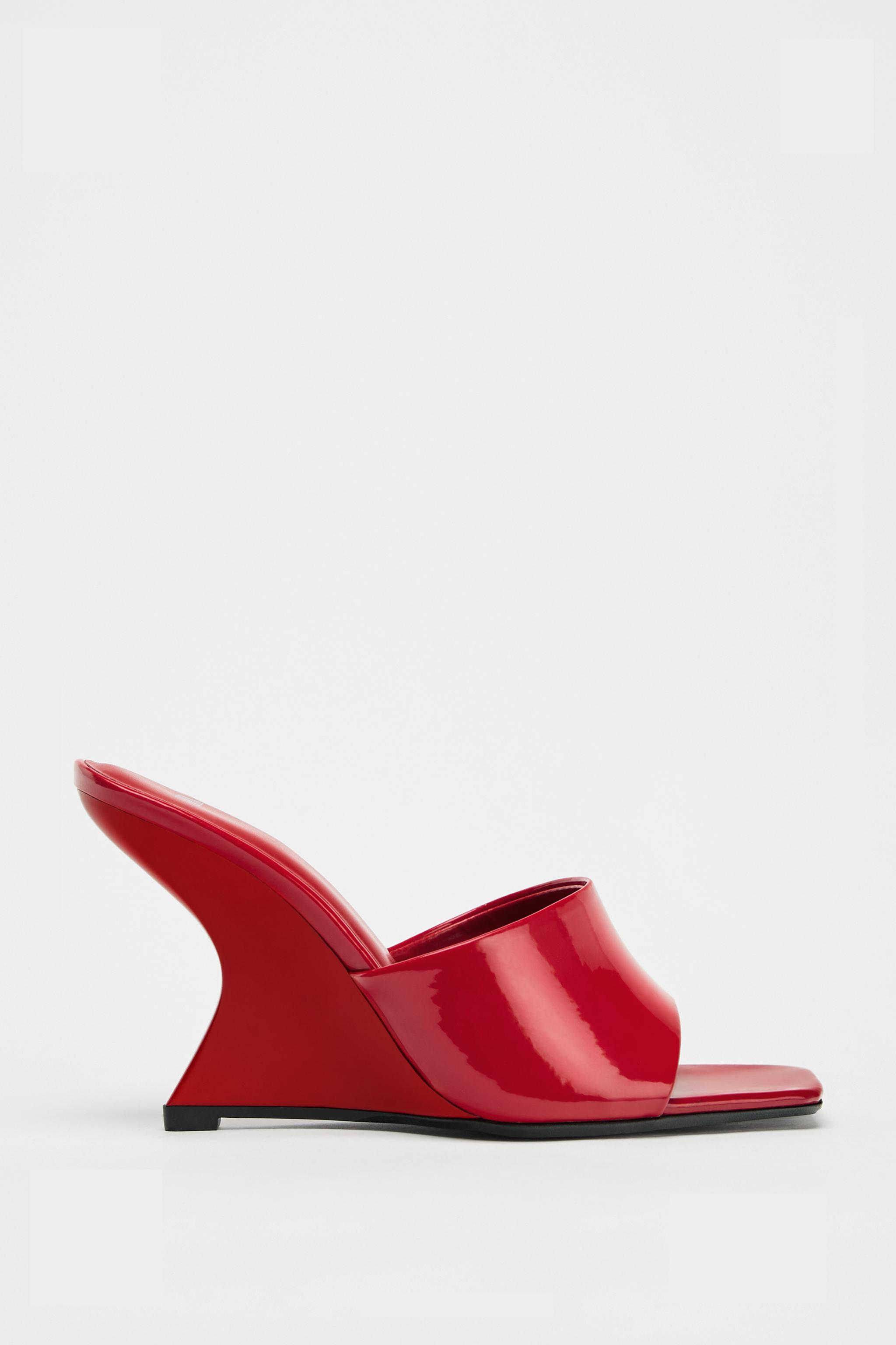 ★ZARA★ PATENT WEDGE SANDALS ZARA Patent Finish Wedge Sandals 2025 | Buy ZARA Online