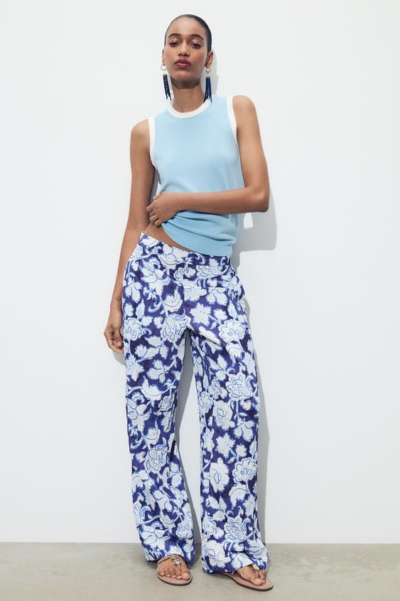 TOP EN MAILLE SANS MANCHES - Bleu / Blanc de Zara - Image 0