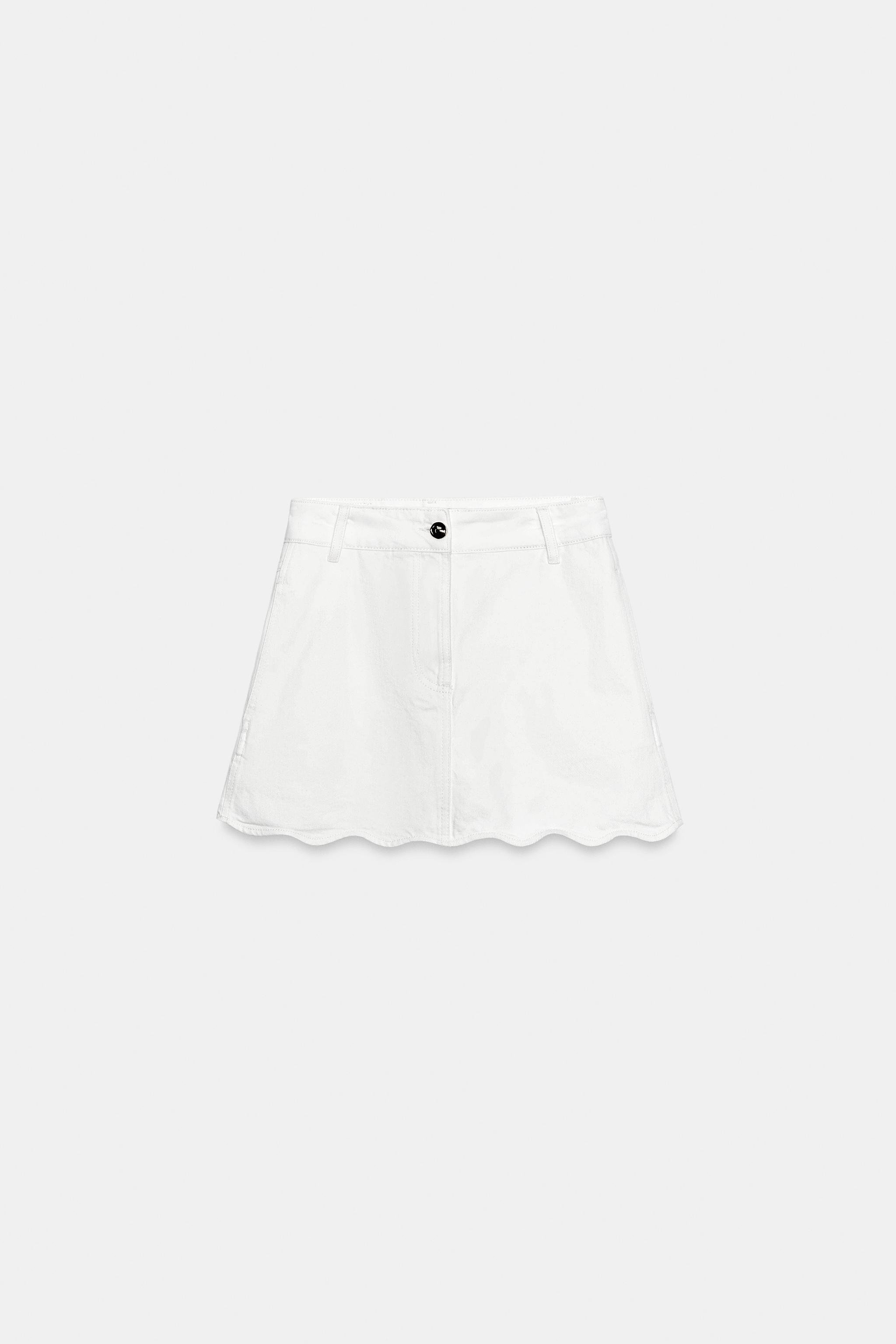 Женские юбки Zara Z1975 DENIM SKORT WITH WAVY HEM — фото 9