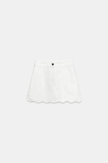 Z1975 DENIM SKORT WITH WAVY HEM - White by Zara - Image 8