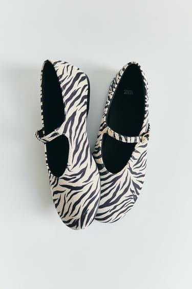 ANIMAL PRINT BALLERINAS - White by Zara