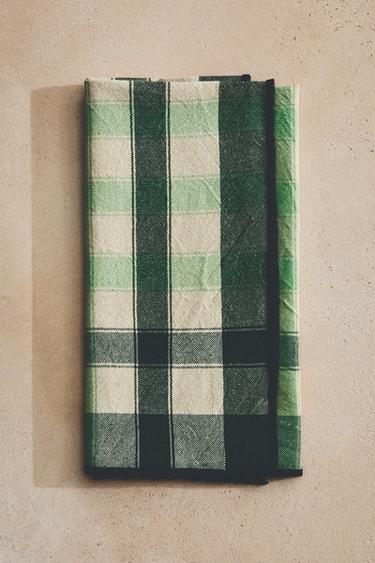 Zara Yeşil - KARELİ PAMUKLU PEÇETE SETİ (2’Lİ PAKET)