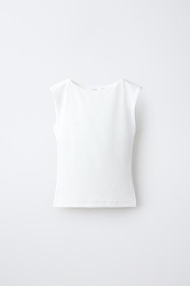 T-SHIRT UNI AVEC MODAL - Blanc de Zara