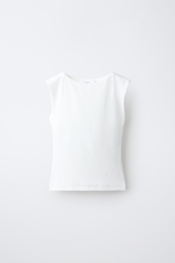 CAMISETA LISA CON MODAL - Blanco de Zara - Imagen 0