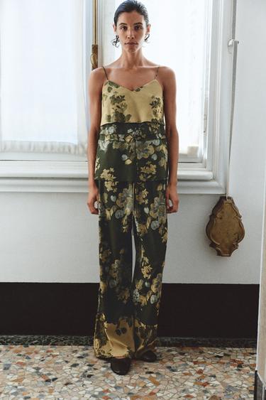 PANTALÓN JACQUARD - Verdes de Zara