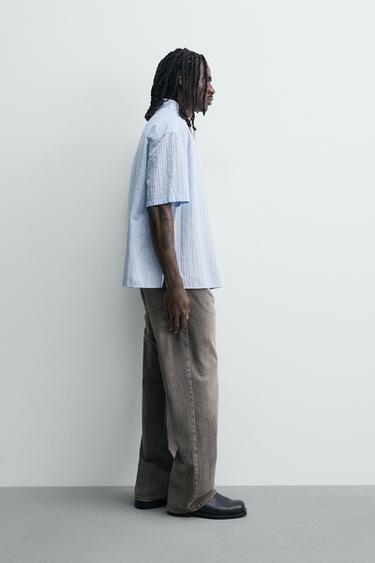 CHEMISE BOXY FIT À RAYURES - Bleu de Zara - Image 3
