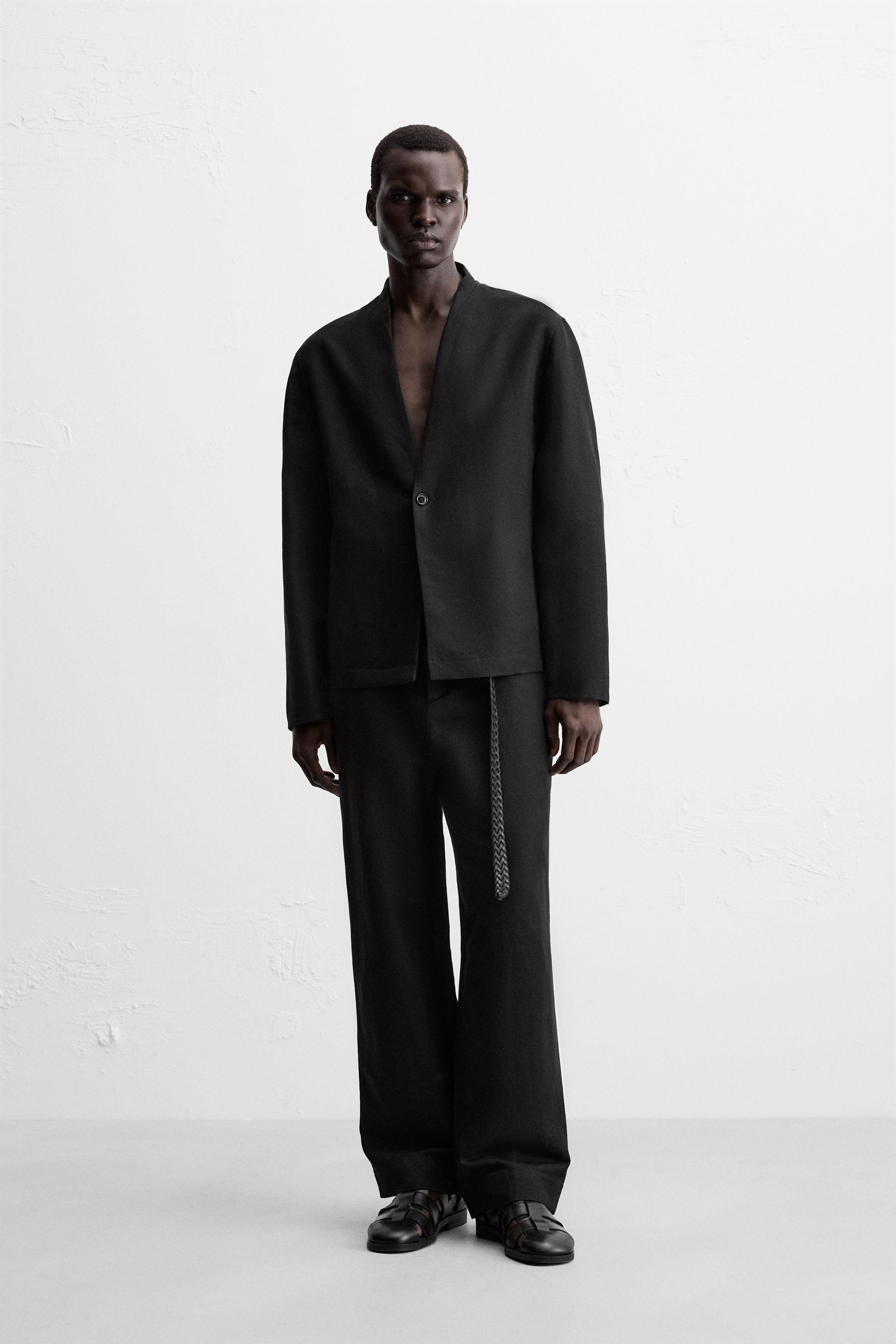 PANTALON DE COSTUME EN COTON ET LIN