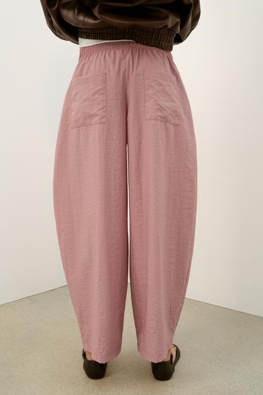 BARREL TROUSERS WITH ELASTICATED WAIST - Pale pink by Zara - Image 6