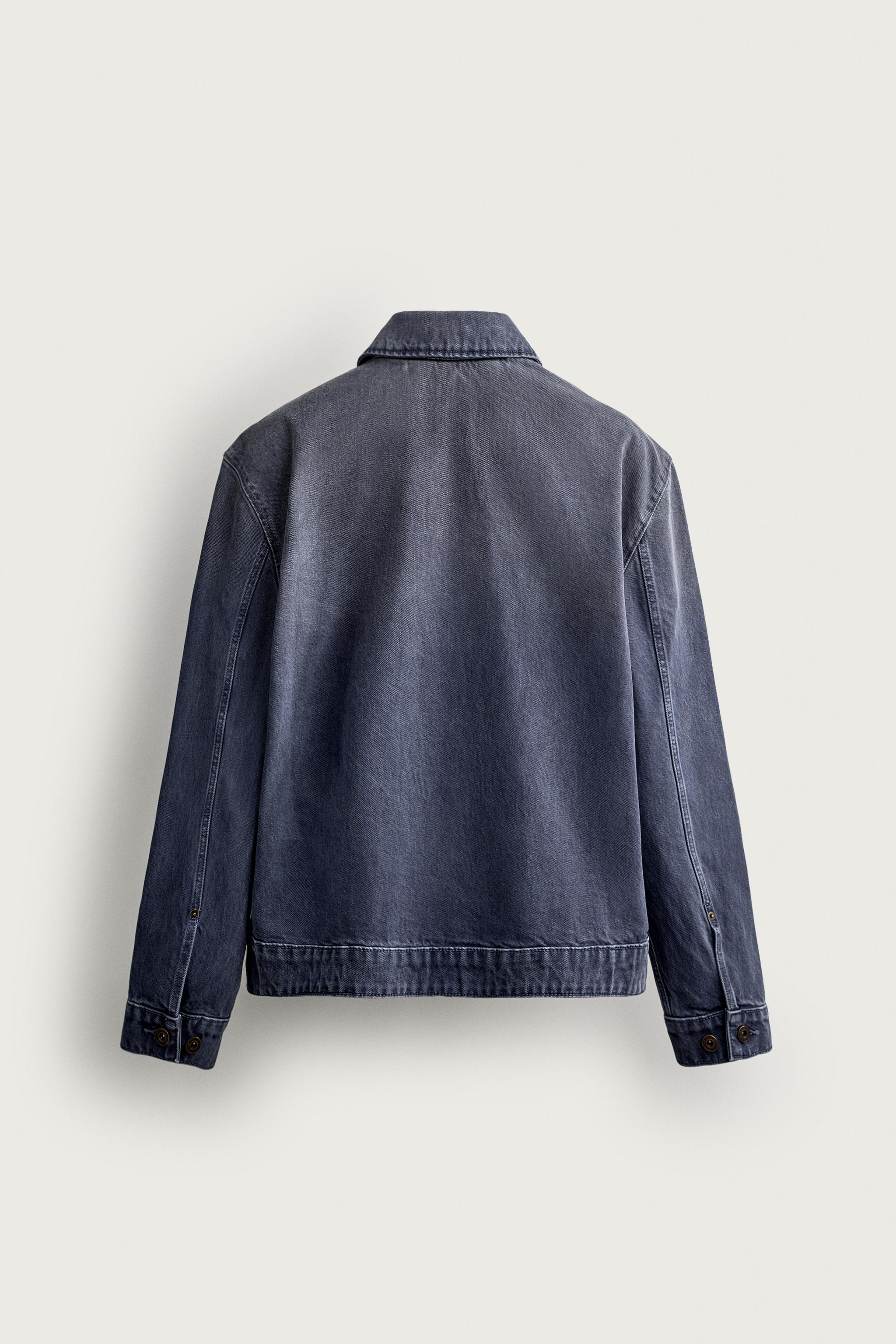 REGULAR FIT DENIM JACKET WITH ZIP — Light indigo