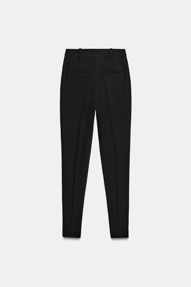 Pantalon Taille Haute Zara Taille 36 Kaki - Style Décontracté - Viscose Douce