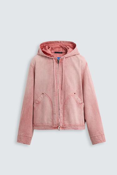 CAZADORA LAVADA CAPUCHA - Rosa tiza de Zara