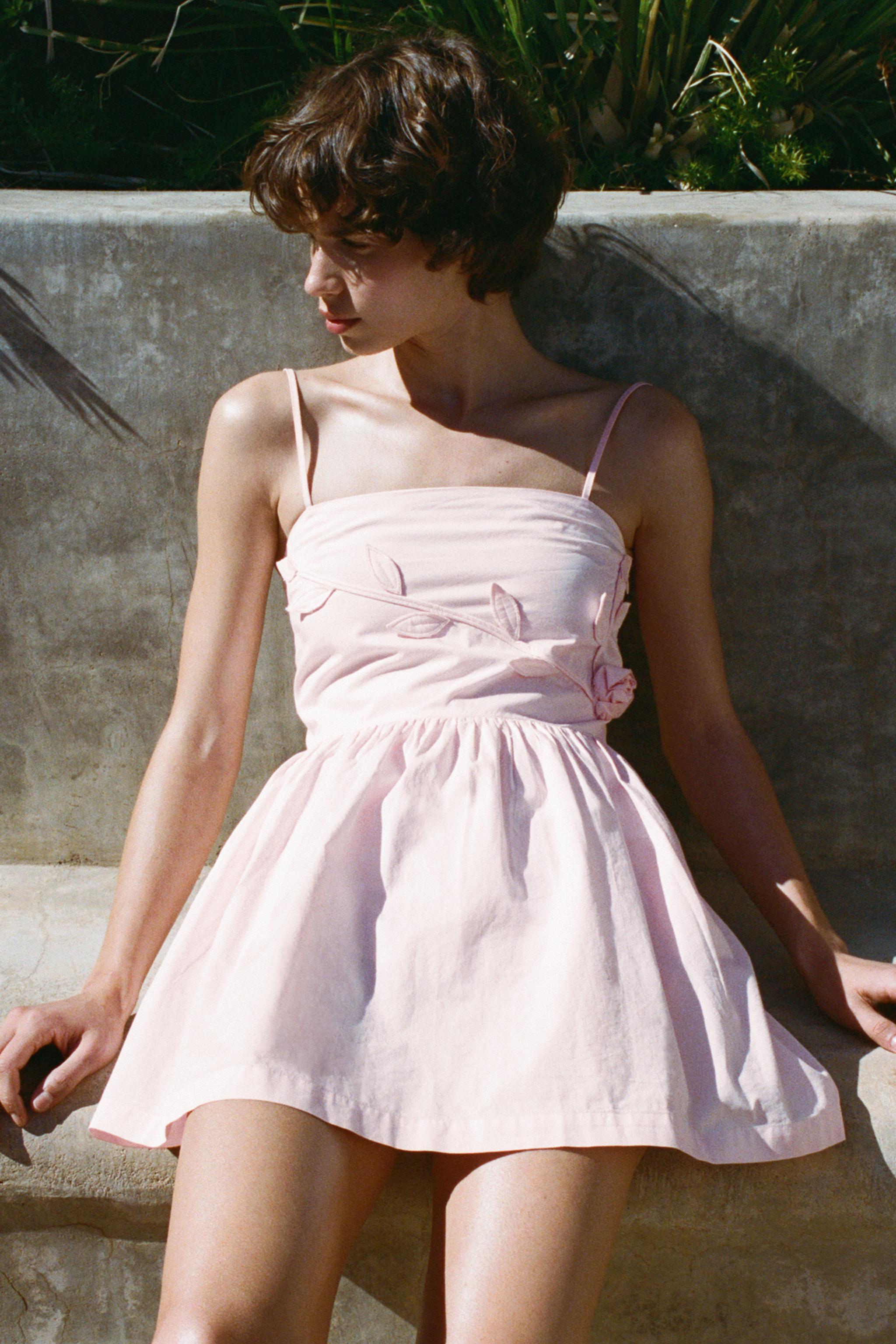 FLORAL POPLIN DRESS - Light pink | ZARA United States