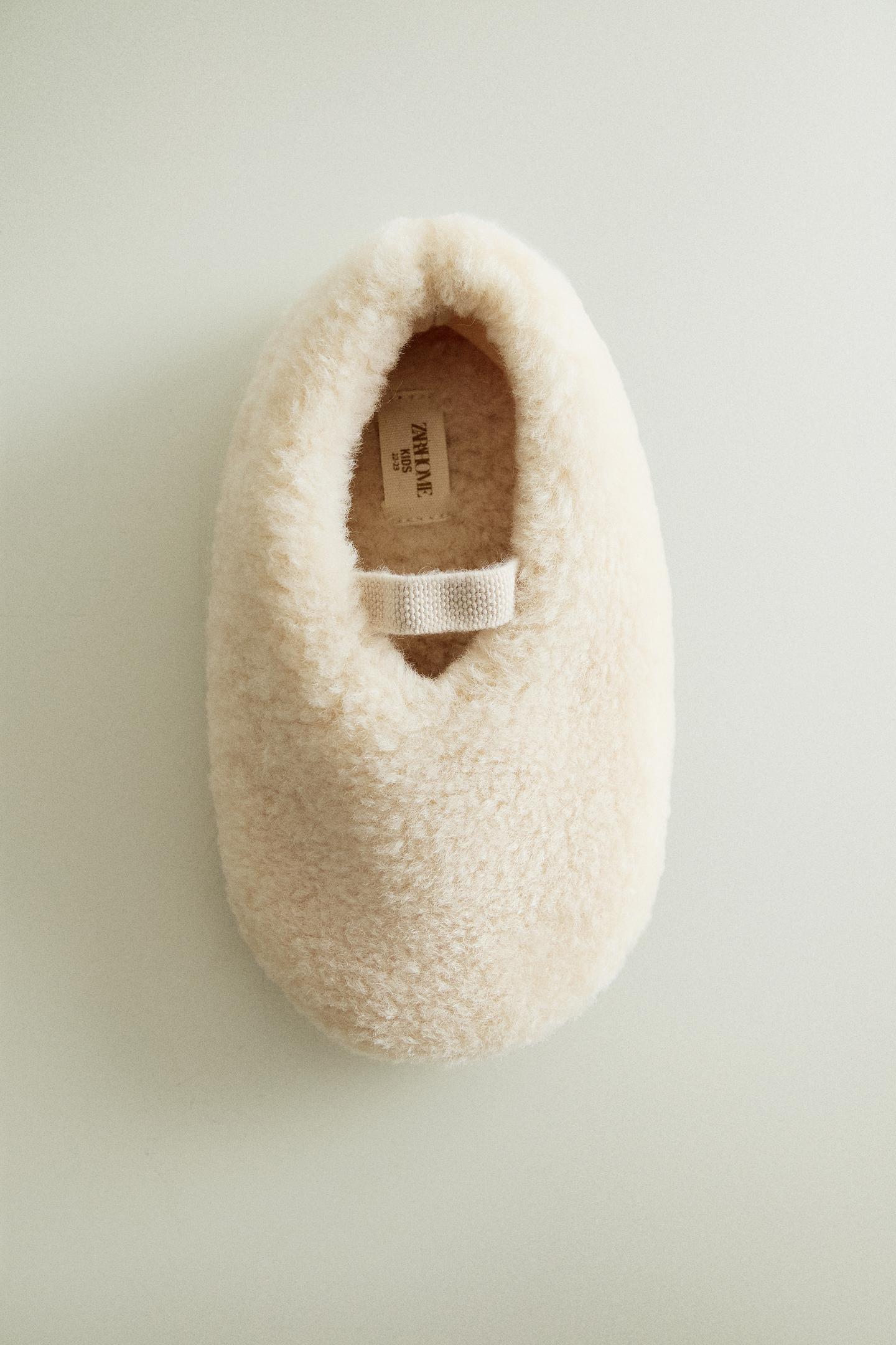 Детские балетки Zara Faux Shearling Ballerinas, цвет: Молочный белый — фото 6