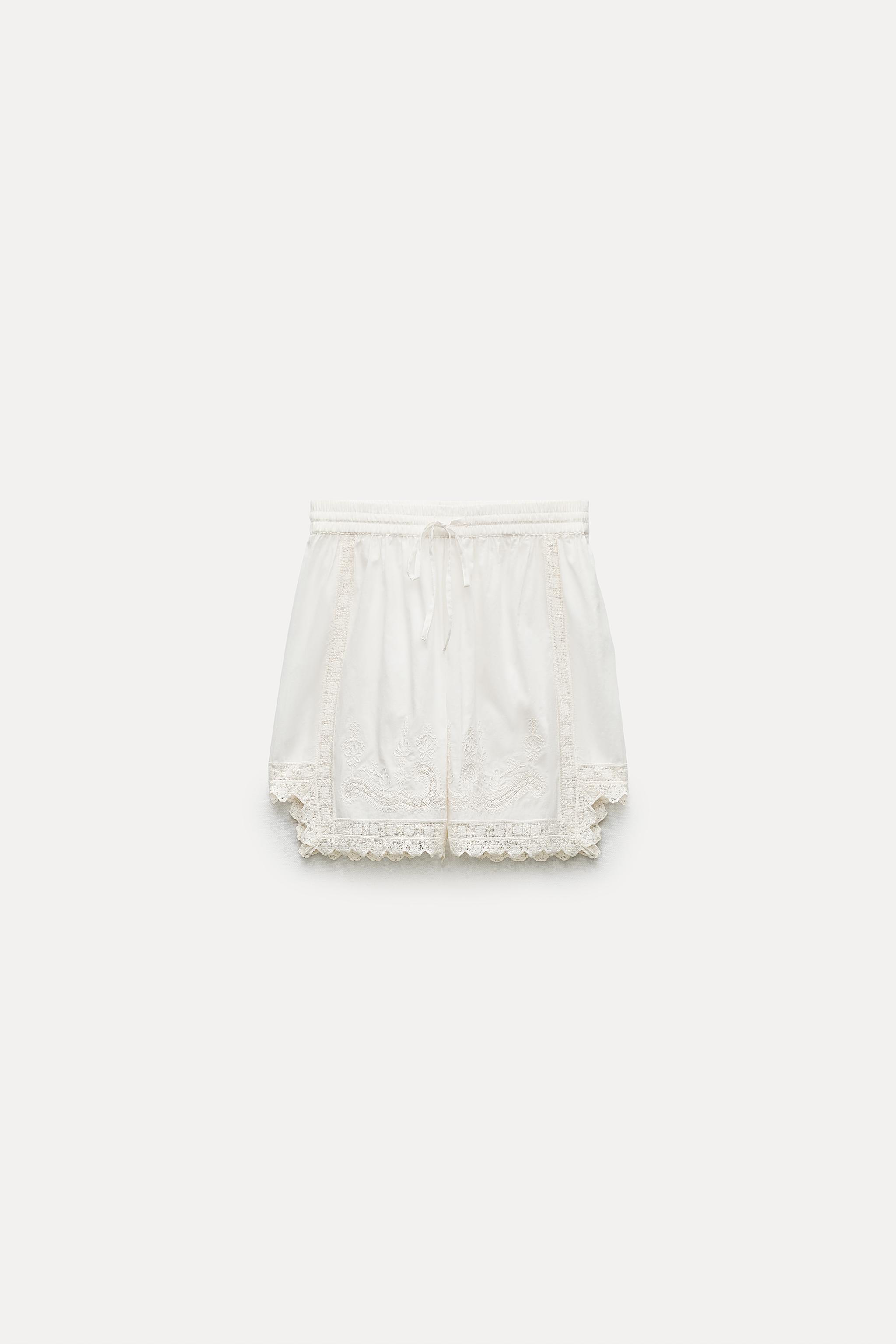 Embroidered shorts zara best sale