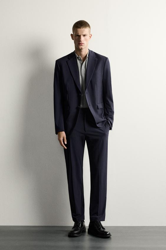 بليزر بدلة مريح بقصة SLIM FIT - بحري الخاص بـ Zara - صورة 0