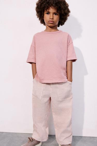 BAGGY TROUSERS WITH COTTON AND LINEN - White / Red by Zara