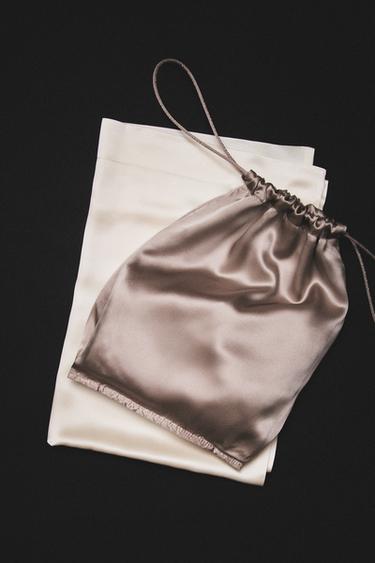 LARGE SILK BAG - Ecru White by Zara - Image 5