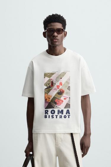 CAMISETA ESTAMPADOS CONTRASTE - Branco da Zara