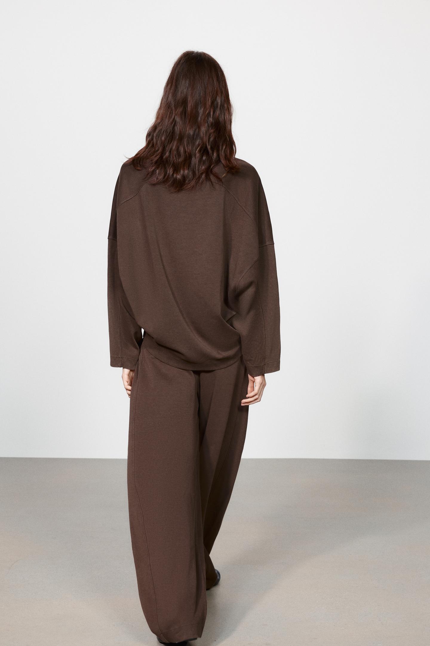 Женская толстовка Zara Mock Neck Interlock, цвет: Коричневый — фото 3
