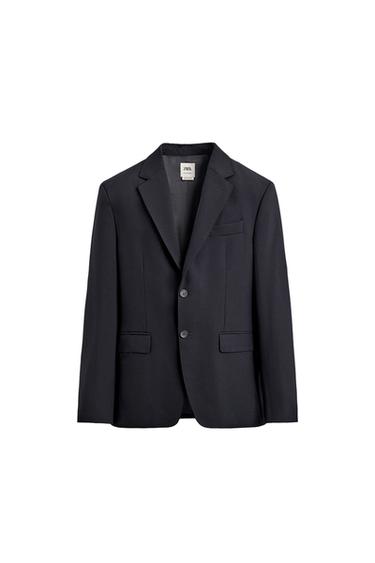 Zara 100% WOOL SUIT BLAZER - Navy blue