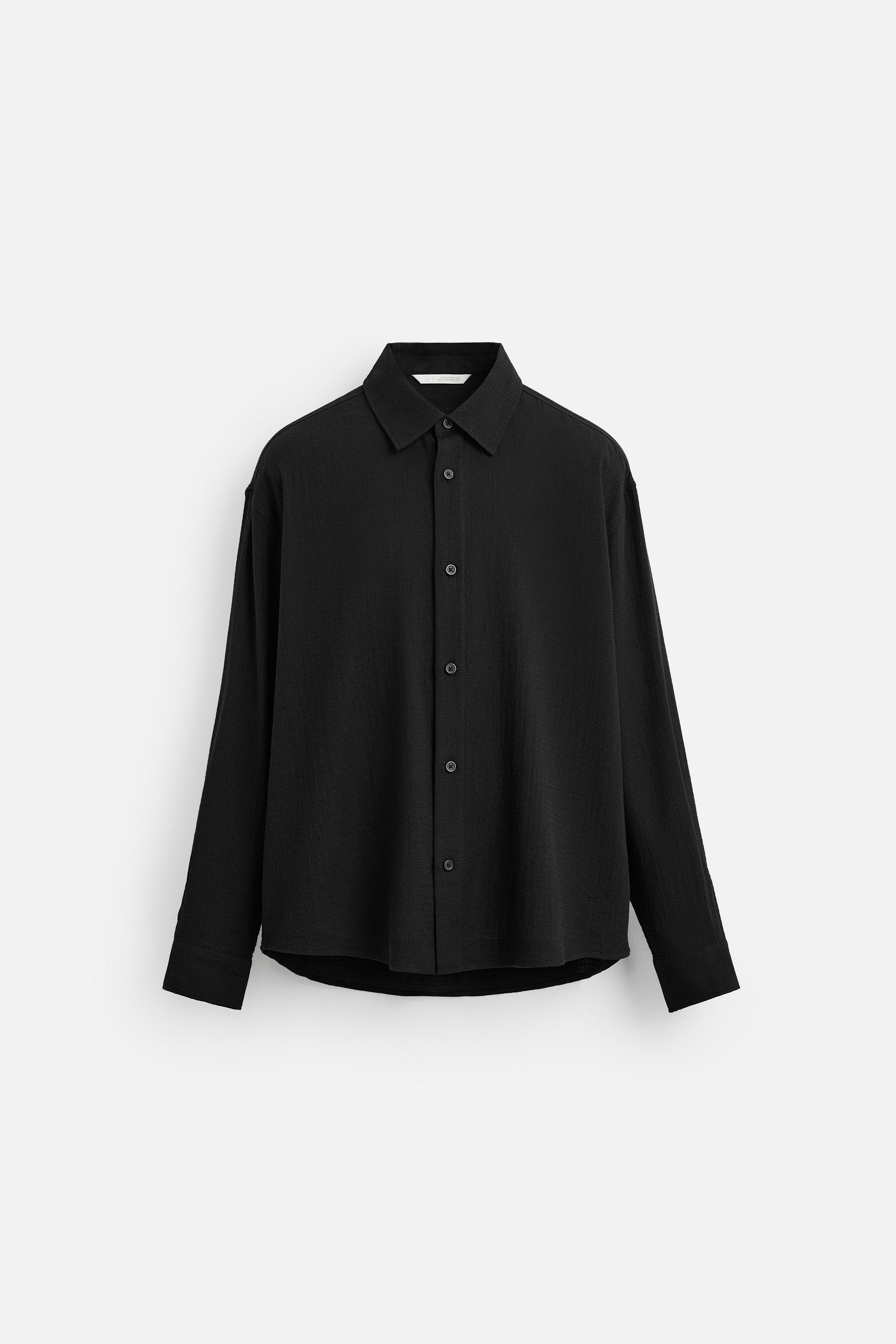 テクスチャー素材ジャカードシャツ - ブラック | ZARA Japan / 日本