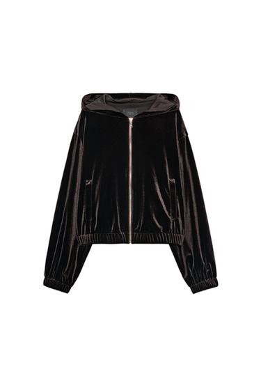 CHAQUETA TERCIOPELO CAPUCHA - Marrón oscuro de Zara