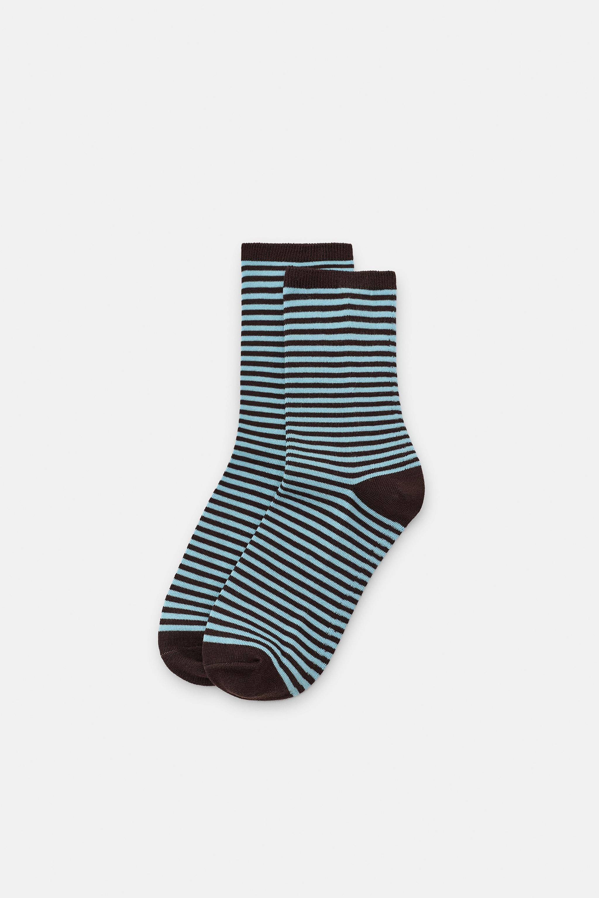 STRIPED JACQUARD SOCKS — Blue