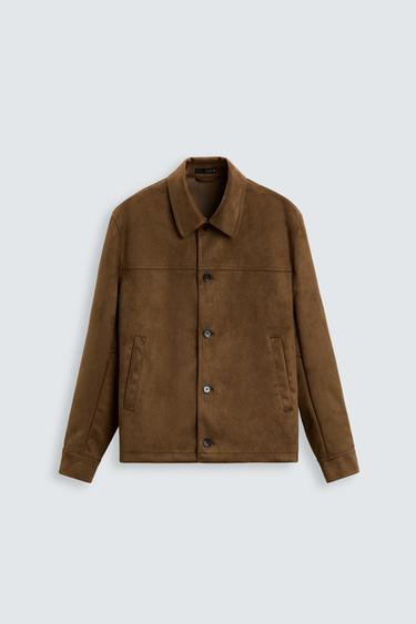 Zara FAUX SUEDE JACKET - Brandy