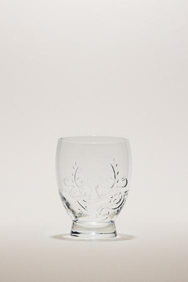 플라워 엠보스드 글라스 컵 - Zara 990