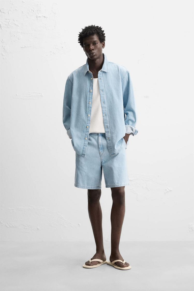 DENIM SHORTS Sky blue ZARA Turkey