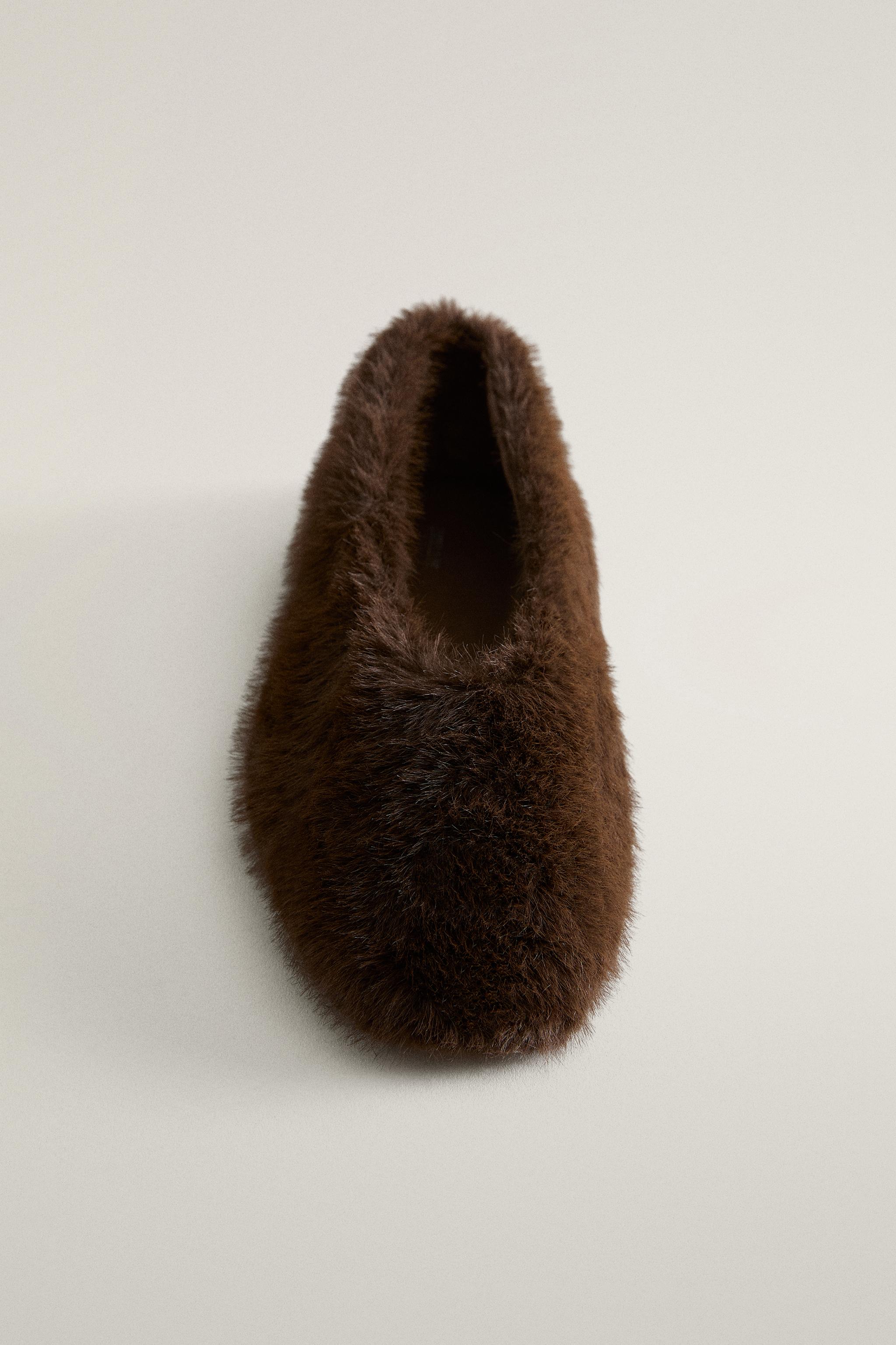 FAUX FUR BALLET FLATS