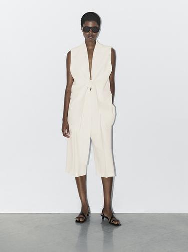 Zara Smart waistcoat with bow detail - STUDIO - Ecru
