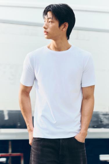 BASIC SLIM FIT T-SHIRT /01 - White by Zara