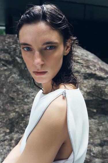 KNIT TOP WITH ZIPS - White by Zara - Image 0