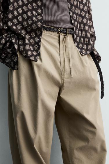 BALLOON FIT PLEATED TROUSERS - camel by Zara - Image 6