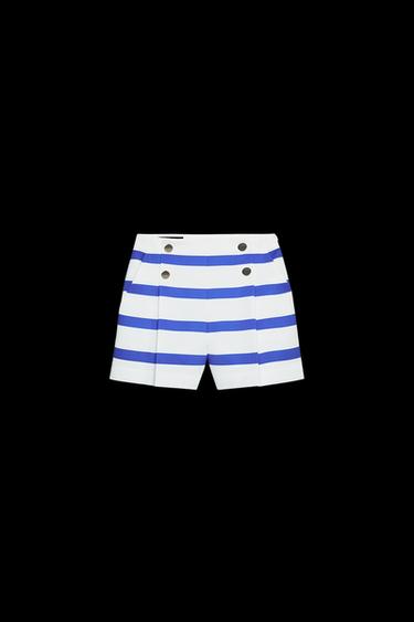 BERMUDA-SHORTS MIT STREIFEN UND KNÖPFEN - Weiß / Blau von Zara - Bild 0