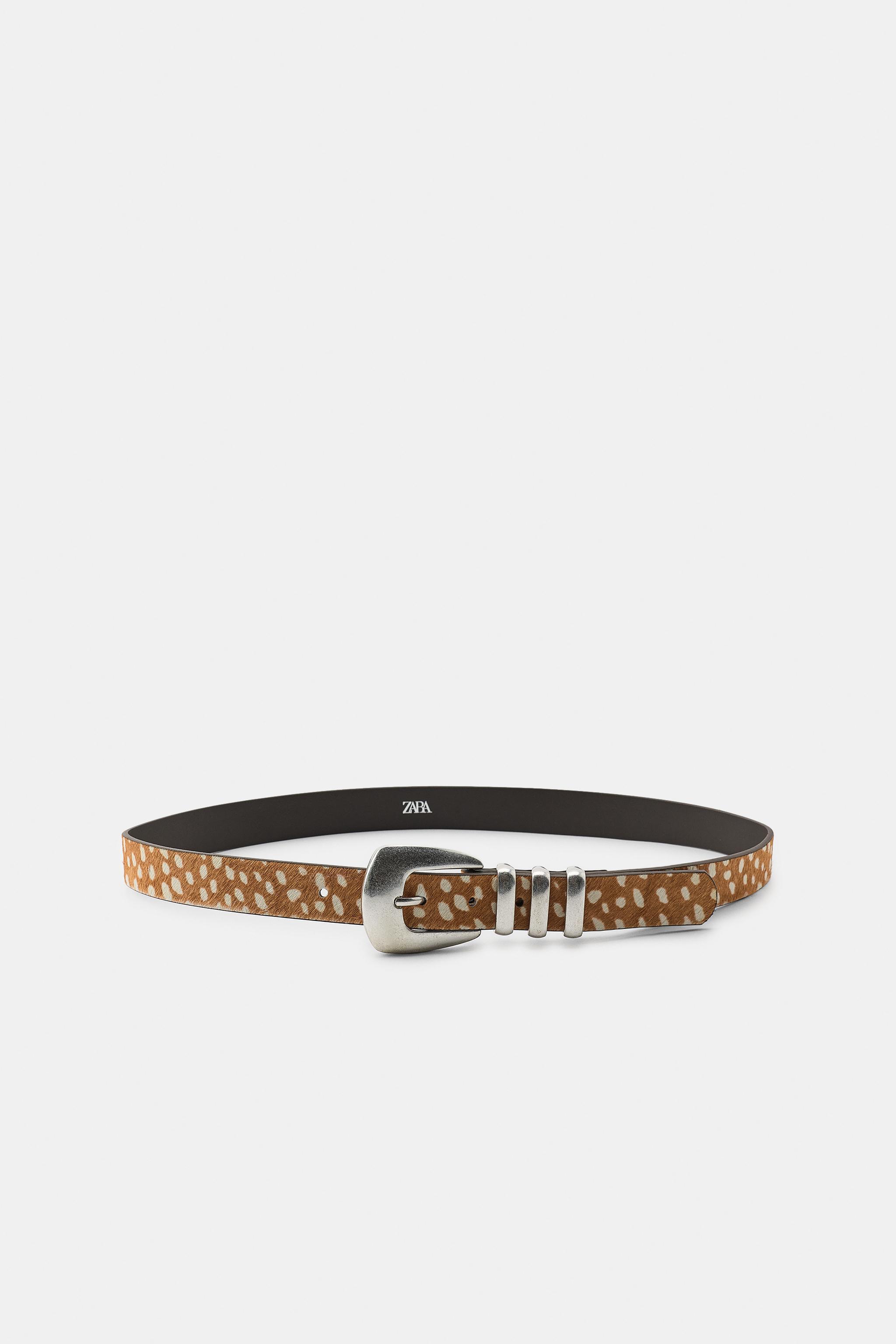 100% Leather Animal Print Belt by Zara